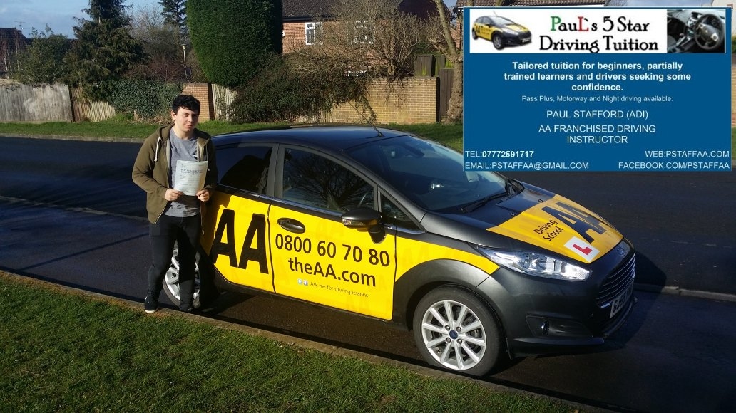 Driving Test Pass Carter Hale with Pauls 5 Star Driving Tuition